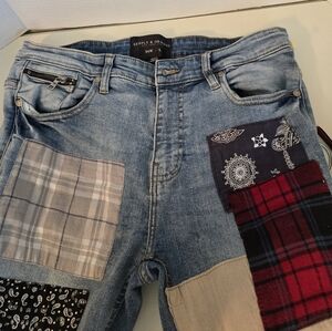Supply & Demand Paisley Patchwork Denim Jeans Size 34W